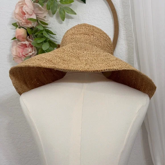 NEW Jenni Kayne $195 Woven Crochet Raffia Sun Hat Natural Size Small/ Medium - Picture 9 of 15